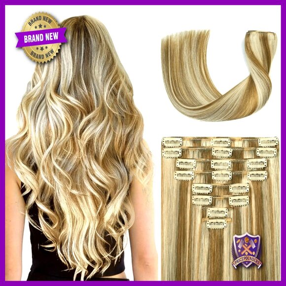 24 Inch Clip In Hair Extensions 8pcs 120g Real Human Hair Double Weft